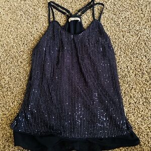 Elegant Blue Sequin Women's Top